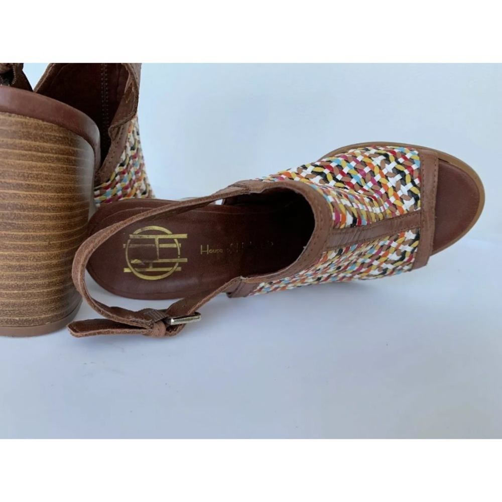 Multicolor leather woven chunky heel sandal - Picture 3 of 6